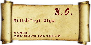 Miltényi Olga névjegykártya