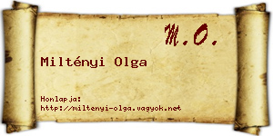 Miltényi Olga névjegykártya